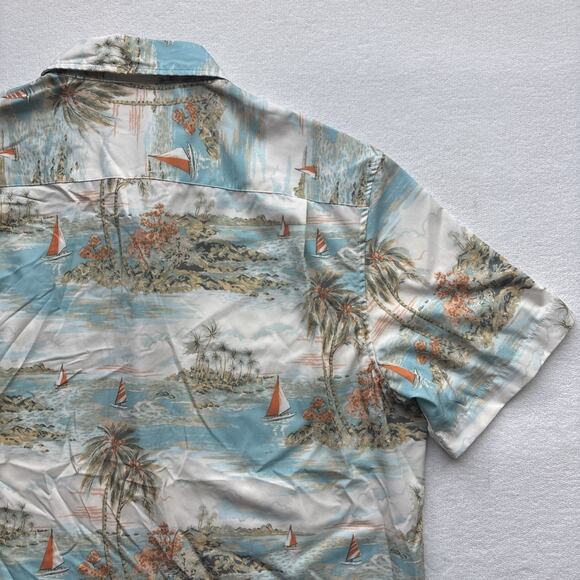 Thomas Sterling London Men Large Hawaiian Shirt Aloha Sailboat Palm Tree AOP - Picture 14 of 16